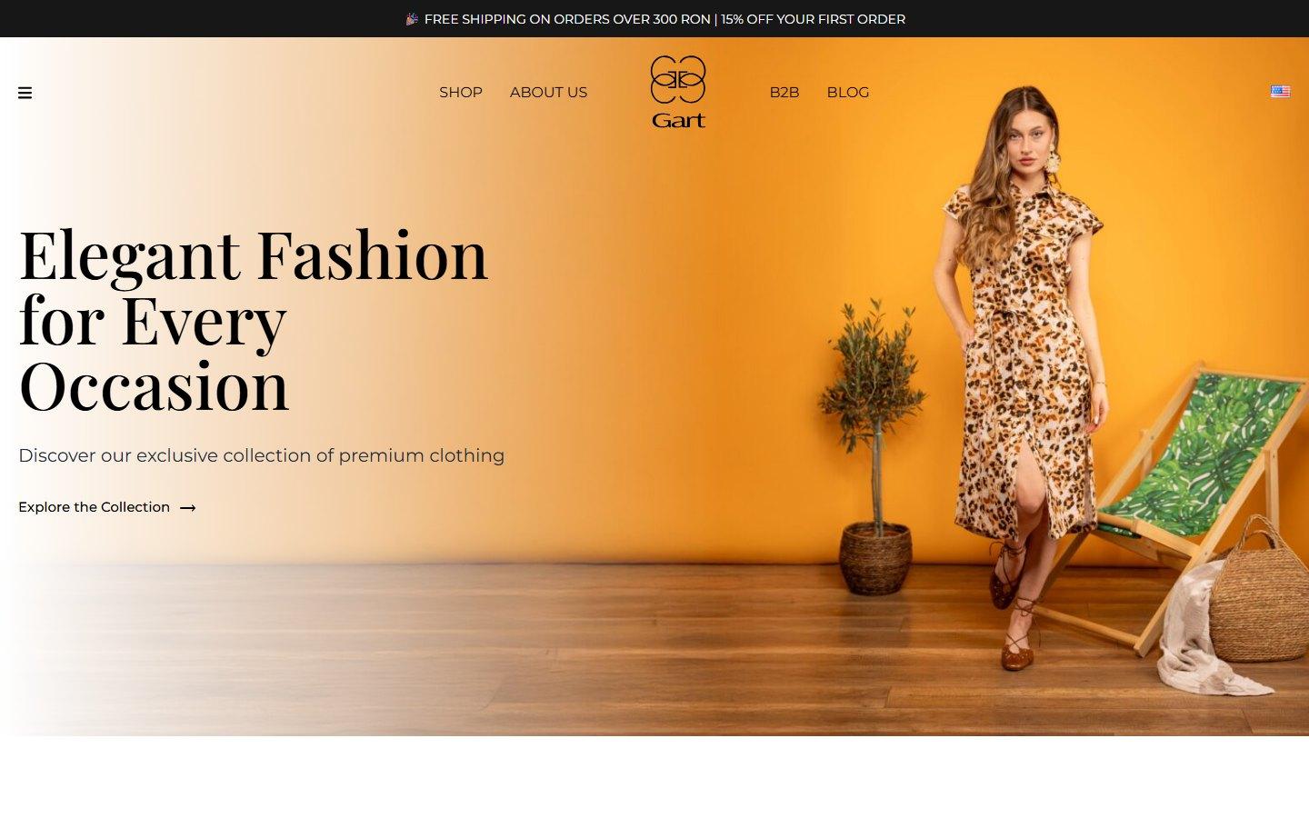 Gart homepage — fashion shop, currently on staging